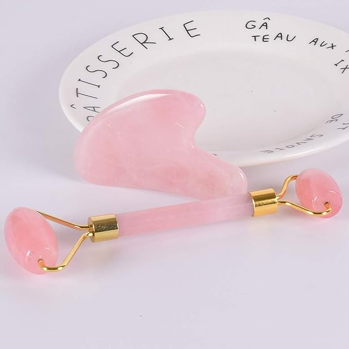 Avelia Rose Quartz Roller & Gua Sha Set