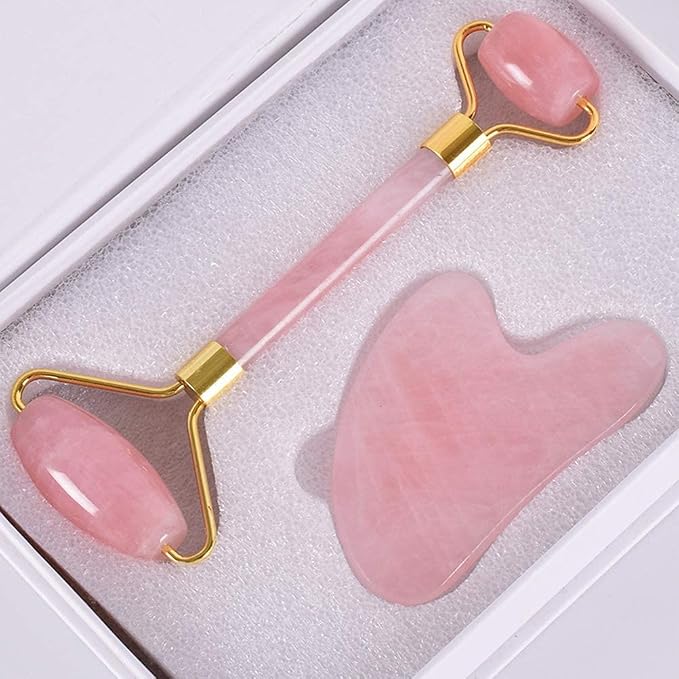 Avelia Rose Quartz Roller & Gua Sha Set